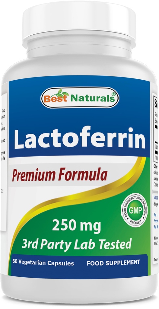 最佳自然剂 Lactoferrin 250 mg Veggie Capsule, 支持健康免疫功能 - 60个计数