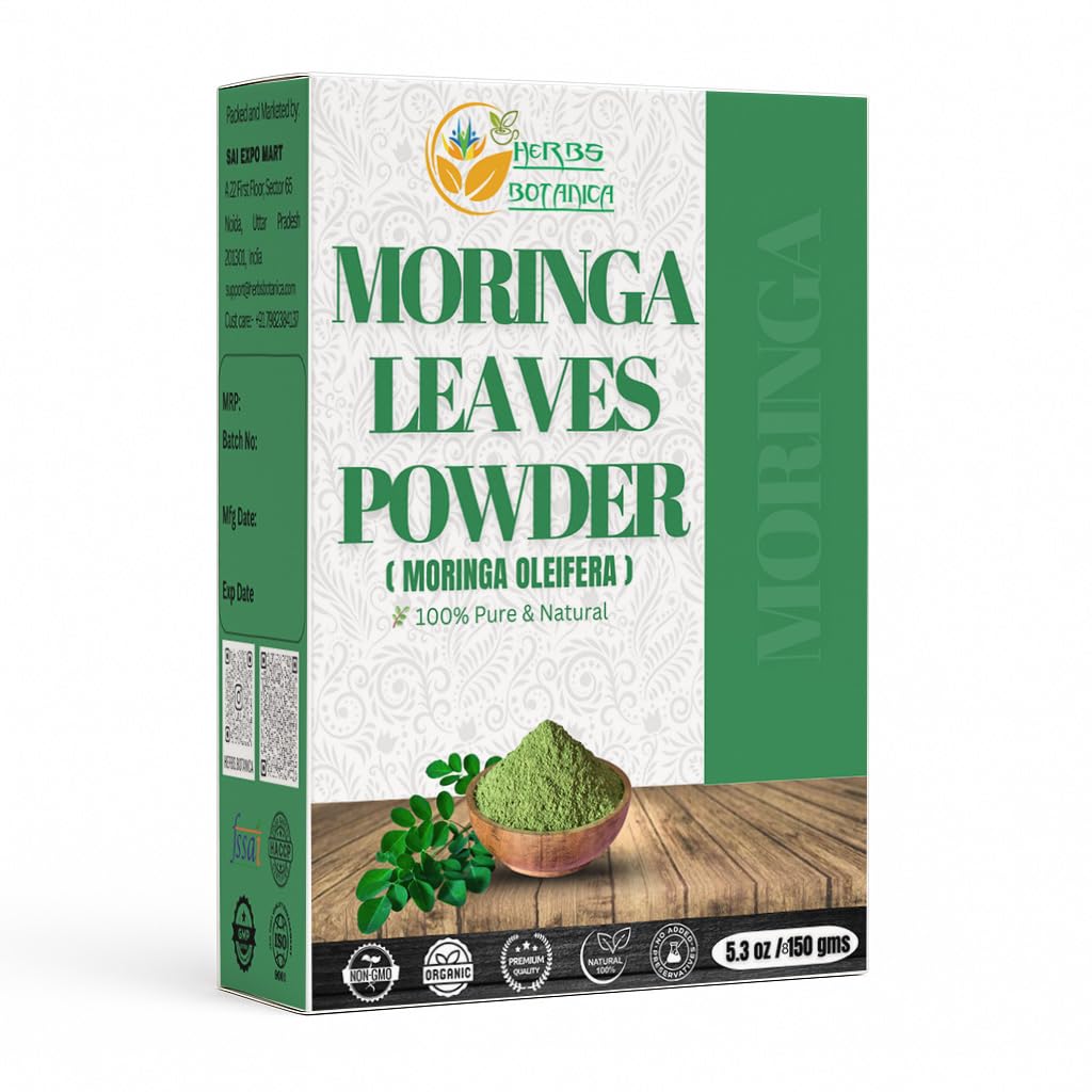 草药 Botanica Moringa 叶粉 叶粉 荷叶纯 Premium 印地安人粉 天然新鲜早饮 维生素和伊敏 维生素超食品 5.3oz 包装