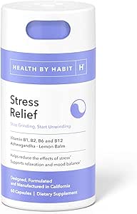 由Habit压力救济补充剂(60 Capsules)提供的健康-维生素B、 Zen、柠檬包、支持放松、Mood平衡、减轻压力、非GMO、无糖(1包)