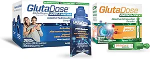GlutaDose Ultimate Immune Boost & Daily Detox Bundle,冷冻和流感恢复,Immune & Energy Support, Glutathione, Astragalus, Echinacea, Acerola (1,000 mg Blend), 硒,锌,液体补充剂