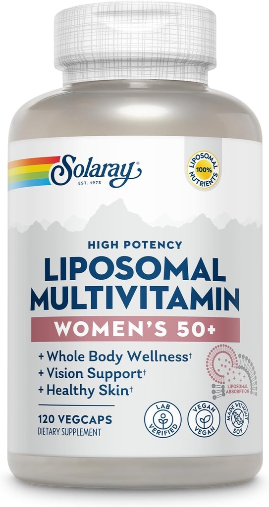 SOLARAY Liposomal 多维明女性50+、强化对铁的吸收、维生素D、维生素C、B12、Biotin & More、免疫支持和骨质健康、Vegan、60种服务、120种蔬菜