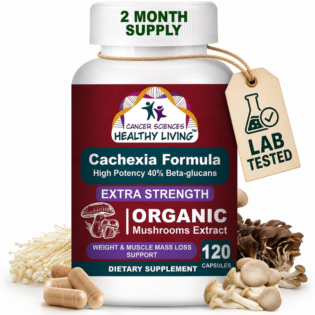 CANCER Sciences Cachexia 补编,USDA 认证有机蘑菇 提取卡普苏尔,超强1500毫克,高概率 40% Beta-Glucans,Immune和Metabolic 支持,重量和肌肉 大众支持