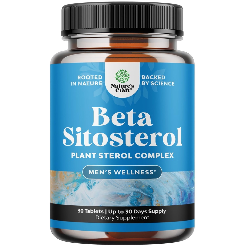 含有Beta Sitosterol-500mg Beta-Sitosterol Sterols和Stanols 心脏健康和前列腺支持补充剂-男子心脏和前列腺健康补充剂-30片