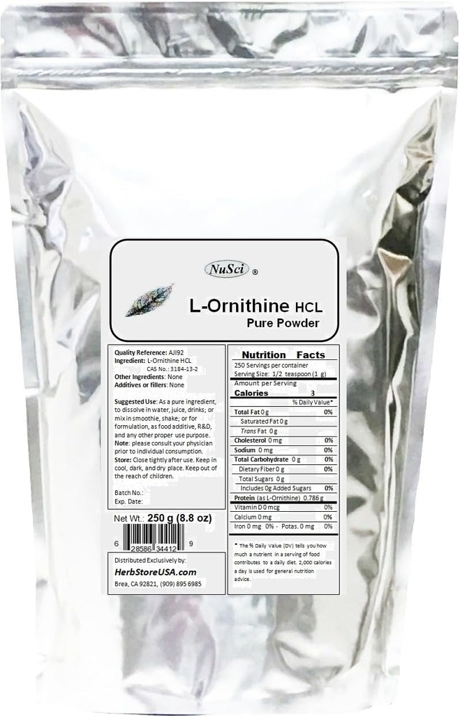 纯 L- Ornithine 粉末 250g (8.8 oz) AJI 质量