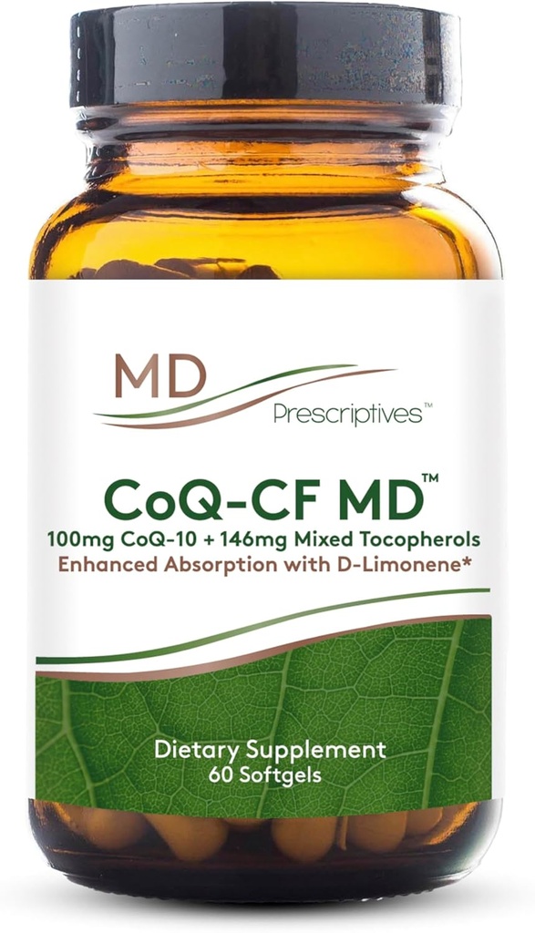 MD 说明性 CoQ-CF MD - 含维生素E的 Coenzyme Q10 饮食补充剂 - CoQ10 100mg 最佳吸收公式 - 1 Capsule Daily - 60 Softgels