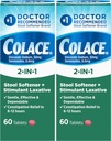 Colace 2-in-1 工具软化剂加兴奋剂加兴奋剂 用于Gentle 有效便秘救药, Docusate Sodium Plus Sennosides, 60 Counter (Pack of 2) 页面存档备份,存于互联网档案馆, pack of 2017.