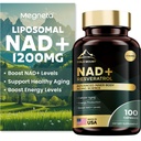 Liposomal NAD+ Supplement 1200 mg With Trans-Resveratrol, 100 Capsules