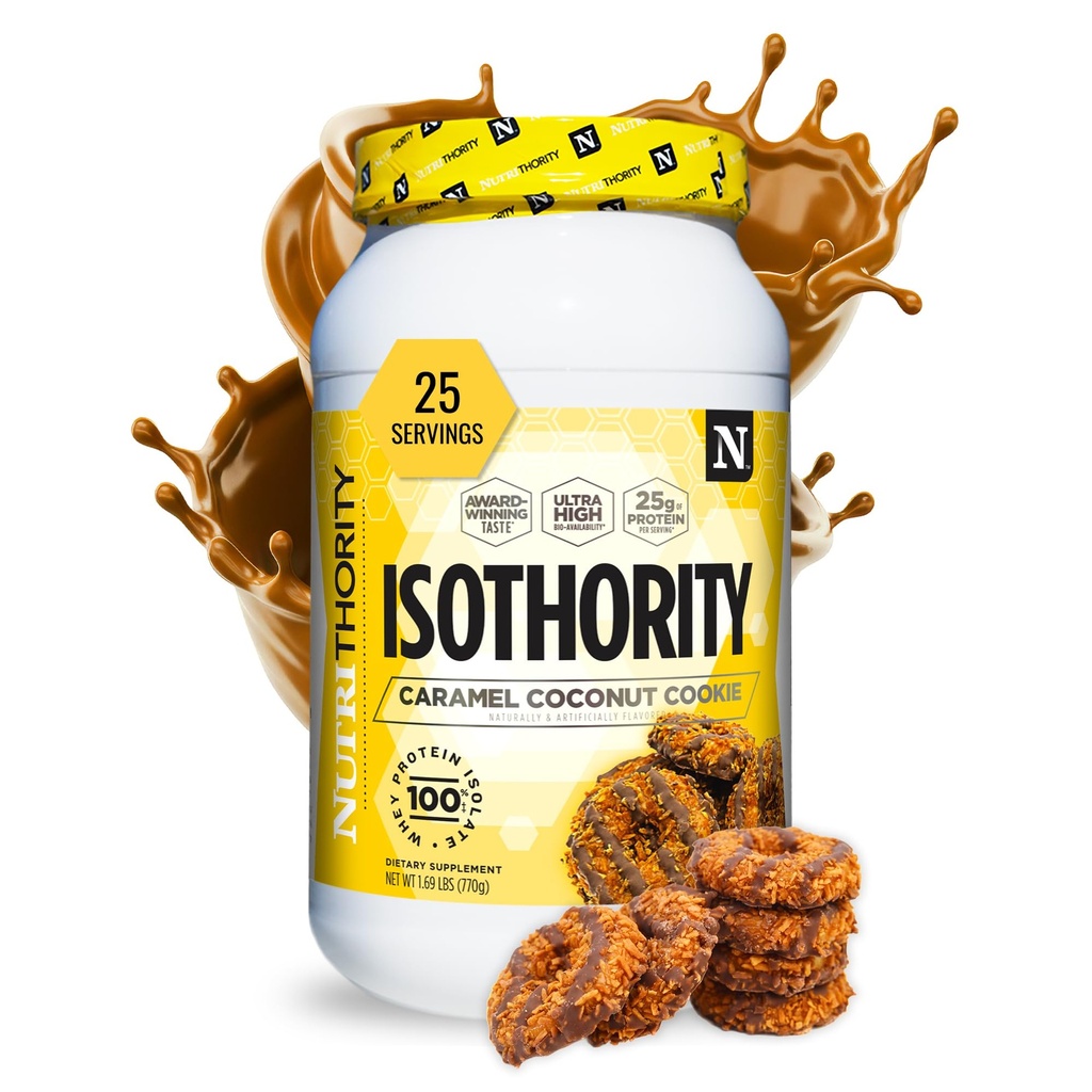 Isothority Whei 蛋白质隔离剂 焦糖椰子 Cookie, 2 lb - 超易吸收支链氨基酸(BCAA) 粉末,每服25克,低碳 - 构建肌肉和加速恢复