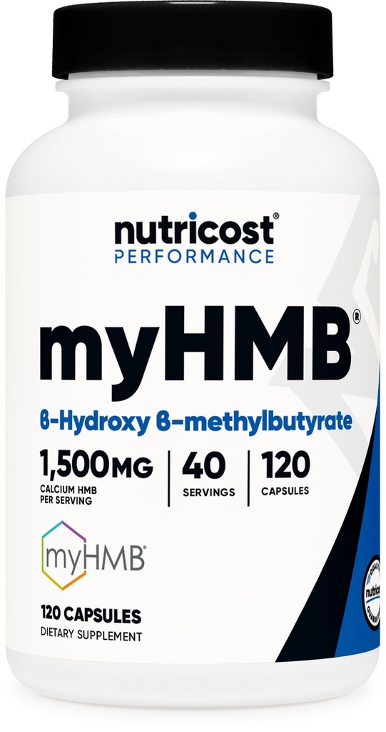 营养成本 myHMB Capsules 1500MG Calcium HMB Perference, 120 Capsules, 40 Capsules - 性能线, B-Hydroxy B-Methylbutylate 单水合物