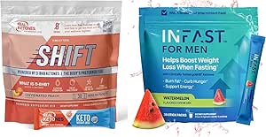 Real Ketones Intermittent Fasting drink Mix Bundle 用于体重损失支持的 Cafeine Peach Shift Electrolytes 和 Intermittent Fasting Electrolytes 用于男性与 BHB 外源 Ketones 的快速电解( 每人30个计数)