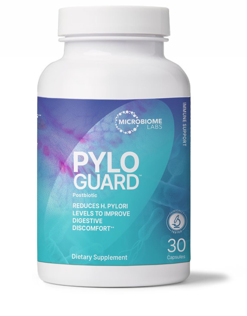 微生物实验室 PyloGuard - 专利L reuteri DSM17648 改善消化舒适 - Gut健康与免疫支持补充 - 生物后期(30 Capsules)