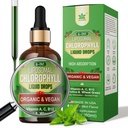 女性和男性的有机氯酚液滴,6-in-1绿色超食品Vegan氯酚 w/Spirulina,小麦草,用于内除臭剂*的维生素C B12 A,能源,Digestive,1Packs/2 Fl Oz