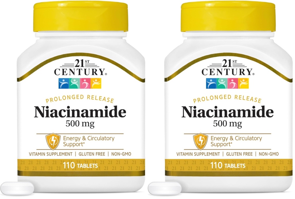 21世纪 Niacinamide 500 mg 长期释放药片,110-Count(包装2)