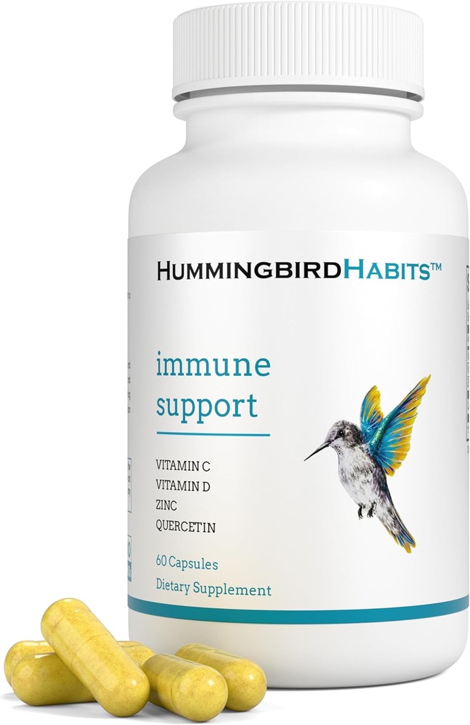 Immune支助,锌Quercetin维生素C和D Immune Complex,二水合物Quercitin 补充500,含锌维生素C D3 豁免支助,Vegan 补充(60 Capsules)