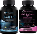 南极Krill油 1600mg与Astaxanthin 2mg和爱尔兰海Moss Gummys 3000mg与黑种子石油和Ashwagandha 2000mg