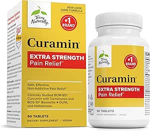 Terry自然Curamin Extra strong - Curcumin & Boswellia 健康循环支持 - 支持联合、肌肉健康和内啡碱生产的图尔克补充剂 - 90片