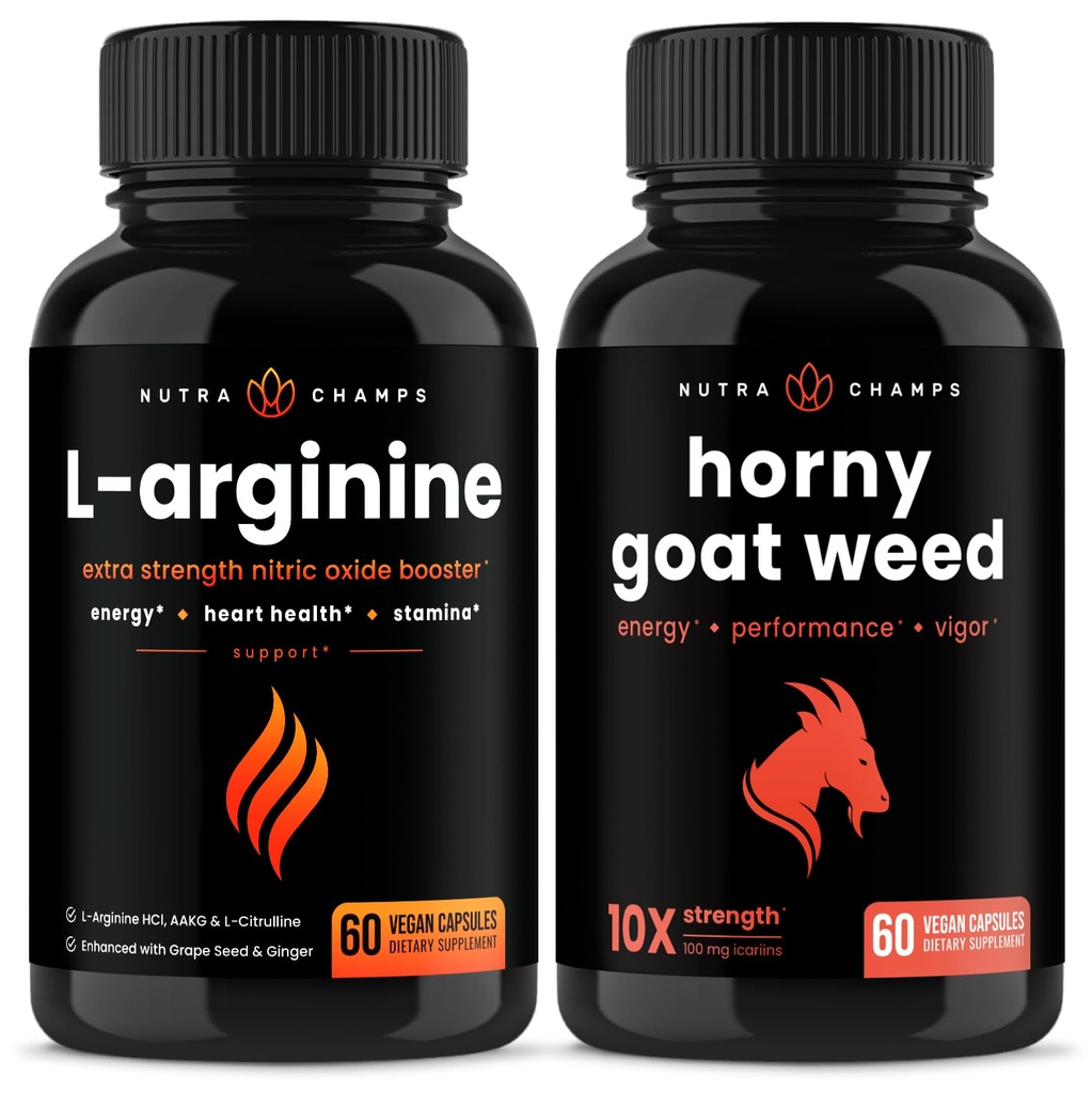 NutraChamps L-Arginine Capsules 和 霍尼羊笼草 2 包装包