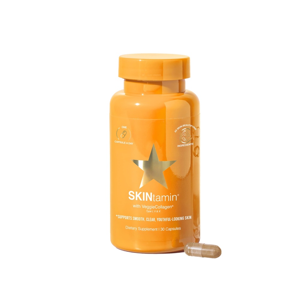 SKINtamin Vegetarian Collagen Pills | Best Collagen Supplements for Women to Support Skin Firmness and Wrinkles | Skin Supplement Formulated to Help Reduce Blemishes