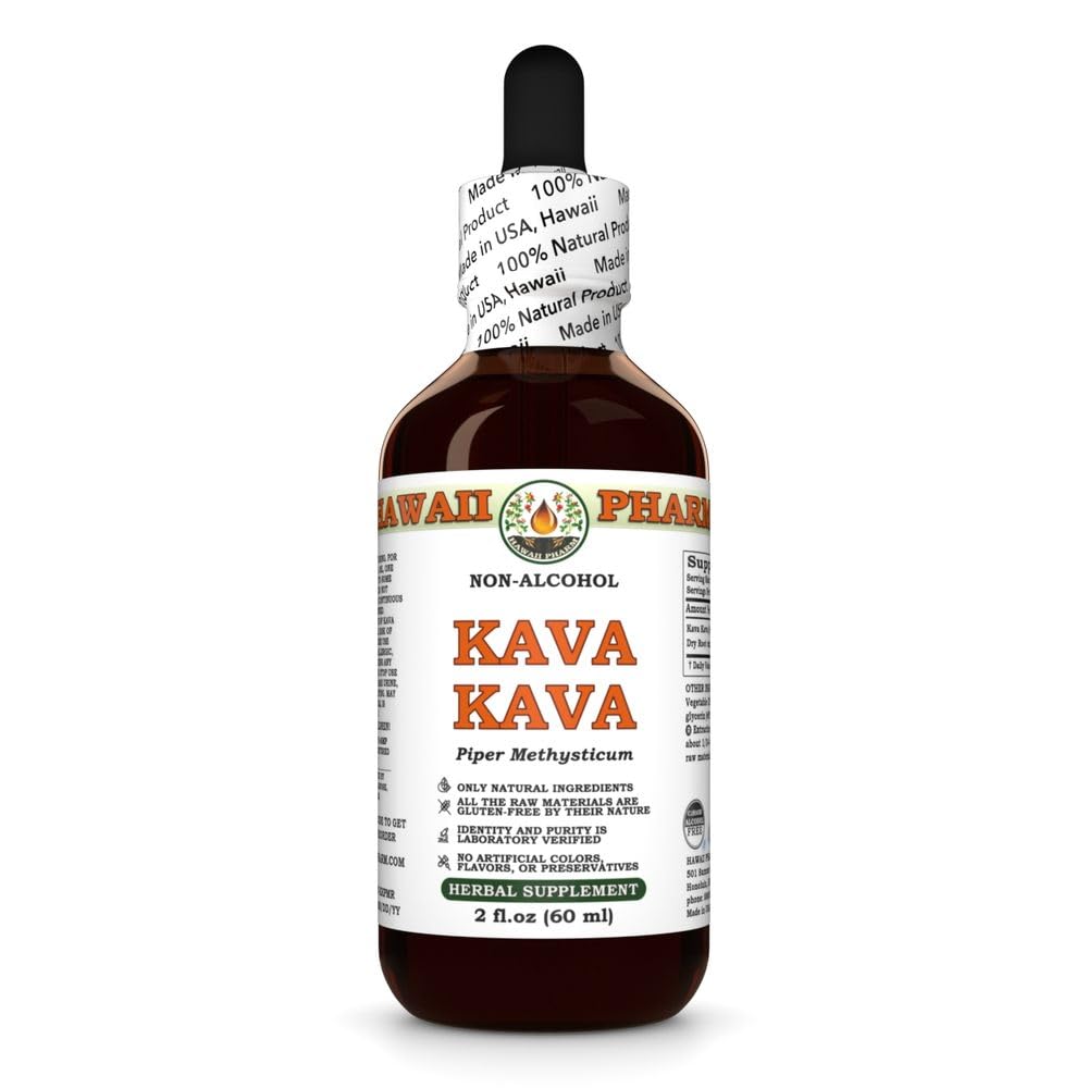 夏威夷Pharm Kava Kava 无酒精液体提取法 Kava Kava (Piper Methysticum) 干根甘油天然草药补充剂 2 oz