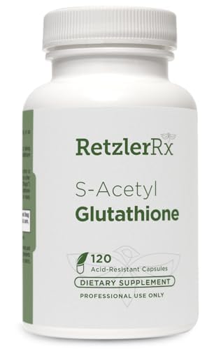 RetzlerRx S-Acetyl Glutathione 每卡普尔补充100毫克,美国制造 - 120酸-resistant Capsules - 抗氧化剂支持 - 非GMO, Soy & Gluten-Free / Bergaflow®,药品级