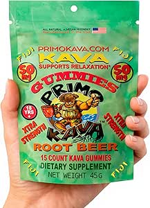 Kava Kava Gummys 50mg – 强势诺贝尔卡瓦 配有50mg的卡瓦拉科酮用于冷静和放松 – 无酒精 – 快动作斐济 卡瓦根提取 – 根啤酒火焰 – 15 Counter