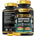 Bitter Melon Capsules - 8in1 配方 - 与柏柏林,贝特根,大蒜,牛奶甲壳,阿皮吉宁,帕帕亚叶,和黑辣椒 150 Vegan Capsules 结合5个月供应
