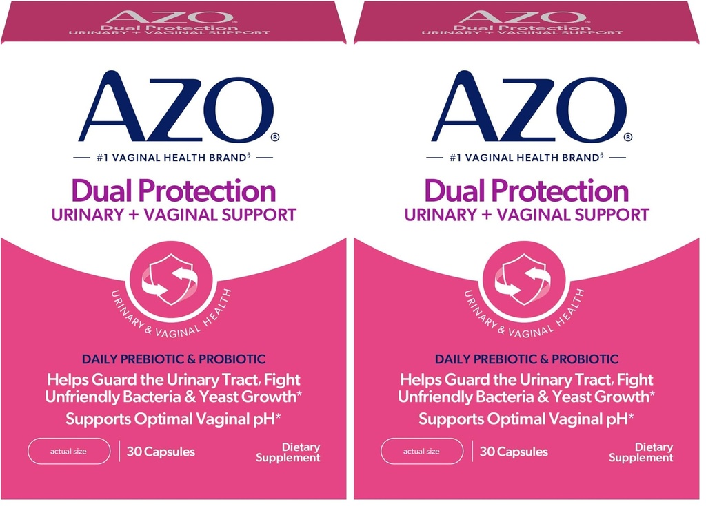 AZO 双重保护 + Urinary + 阴道支持 + + 预生 + 临床证明 女性亲生 + 24小时内开始工作 + 非GMO + 30 个计数(包2)
