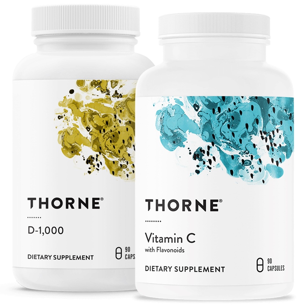 THORNE - 免疫支持Combo - 维生素D3和维生素C 健康免疫功能混合剂 - 30至90
