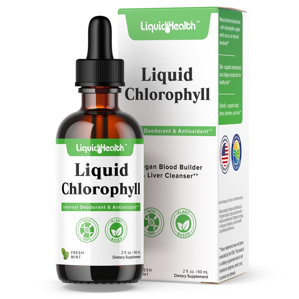 LIQUIDHEALTH 液体氯脂滴 - 内除臭剂,肝解毒剂,免疫支持,促进毛皮和皮肤的凝胶,停止坏呼吸,减少食欲 - 在美国制造,维根,非GMO(2 oz)