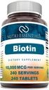 Biotin(维生素B7) 10,000 mcg 补充 | 240 片 |  Non 非 GMO | Gluten Free | | |  USA  USA 产于美国