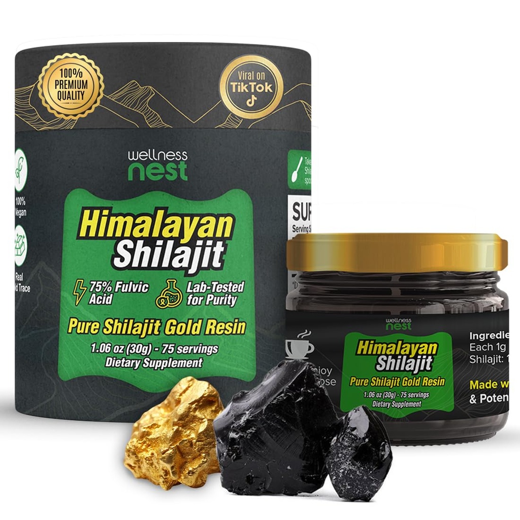健康巢金品级纯喜马拉雅 Shilajit Resin: 男子和妇女的终极潜力 -- -- 24k金,75%+富尔维酸,实验室测试报告包括 -- -- 30g(1包),75种服务