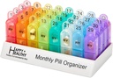 每个月的药丸组织者每天2次,30日的药丸盒 AM PM,早晚1个月药丸组织者与每日可移动的31日药丸组织者及组织托盘