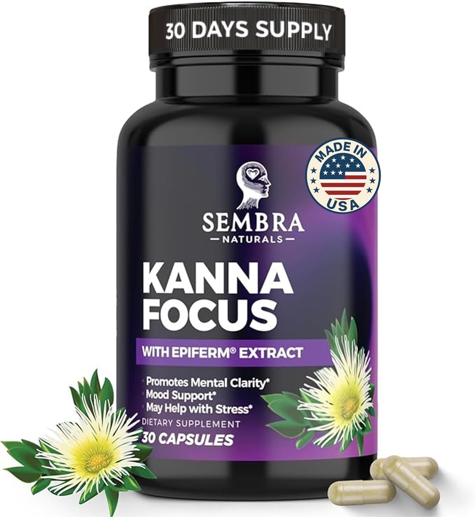 KANNAFOCUS - Natural Kanna 提取50mg,发酵的Sceletium Tortuosum & Bioperine - 聚焦,Mood & 心理健康支持 - 草原 Nootropic for Daily Clarity & Energy - 30 Capsules