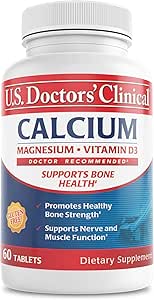 美国医生临床 1200mg 钙 Citrate & Carbonate Complex with Magnesium & Vitamin D3 - 骨强,肌肉和神经的钙补充剂 - Vegan, Non-GMO - 60 片 - 1-月供应