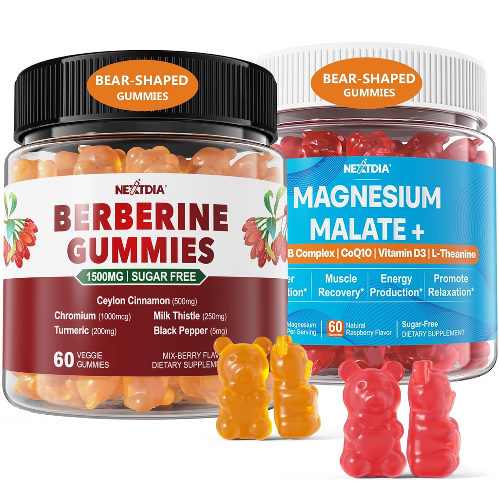 2Pack Berberine supplement Gummys 1500mg + 2Pack Magnesium Malate 配有 CoQ10-100mg Gummys 的 贝贝林 贝贝林 贝贝林 贝贝林 贝贝林 贝贝林