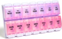 Sukuos AM PM 周刊药丸组织者 7 日, 2 Times A 日药丸盒 易推按钮 BPA 鱼油/补充剂免费维生素病例 易洗(Purple & Pink)