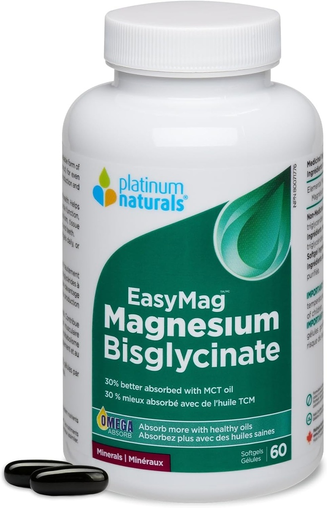 白金 天然 简单 Mag 镁 Bisglycnation, 60 软胶
