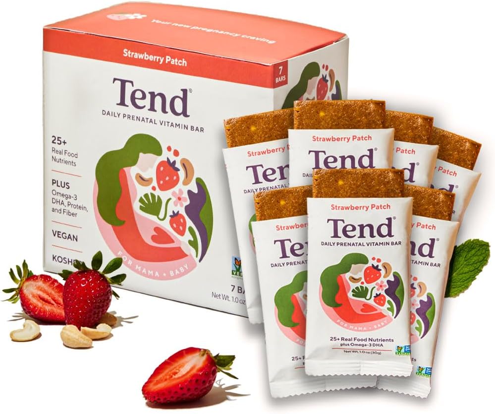 日用最佳产前维生素棒,为孕妇和产后母亲制作有机成份,包括DHA、维生素D、B、Choline、Folate、葵花莱辛-草莓补丁(7ct)