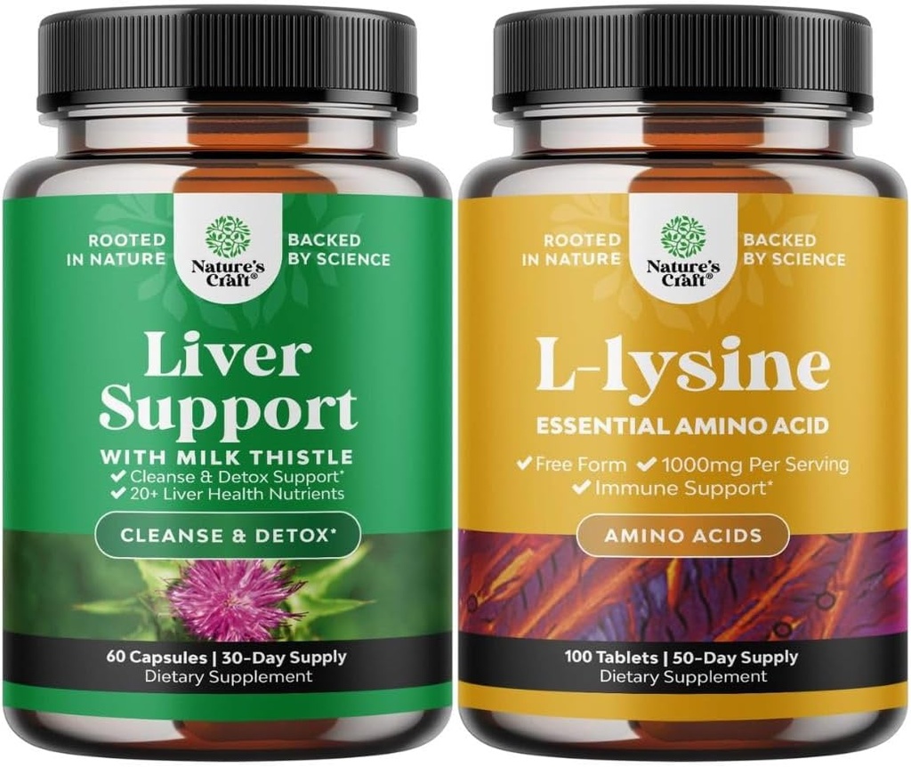 牛奶硝基肝脏支持补充剂和L Lysine 1000mg营养补充剂 -- -- 配有Silymarin 牛奶硝基肝脏补充剂 -- -- L-lysine 基本氨基酸补充剂