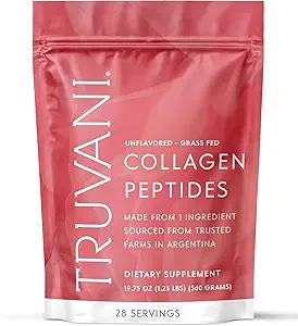 Truvani Hydrlyzed Collagen Peptides 28 服务 20g Grass-Fed Collagen 蛋白质粉 推动头发、皮肤和钉状健康 乳品和Gluten 自由 女性和男性