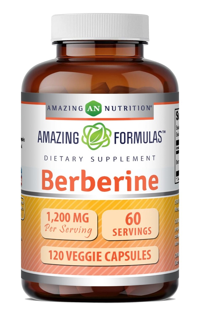 美国制作的神奇配方Berberine Supplements – 1200 Mg / service Veggie Capsules – Non-GMO – Gluten-free –  Made (1 Pack, 120 Counter)