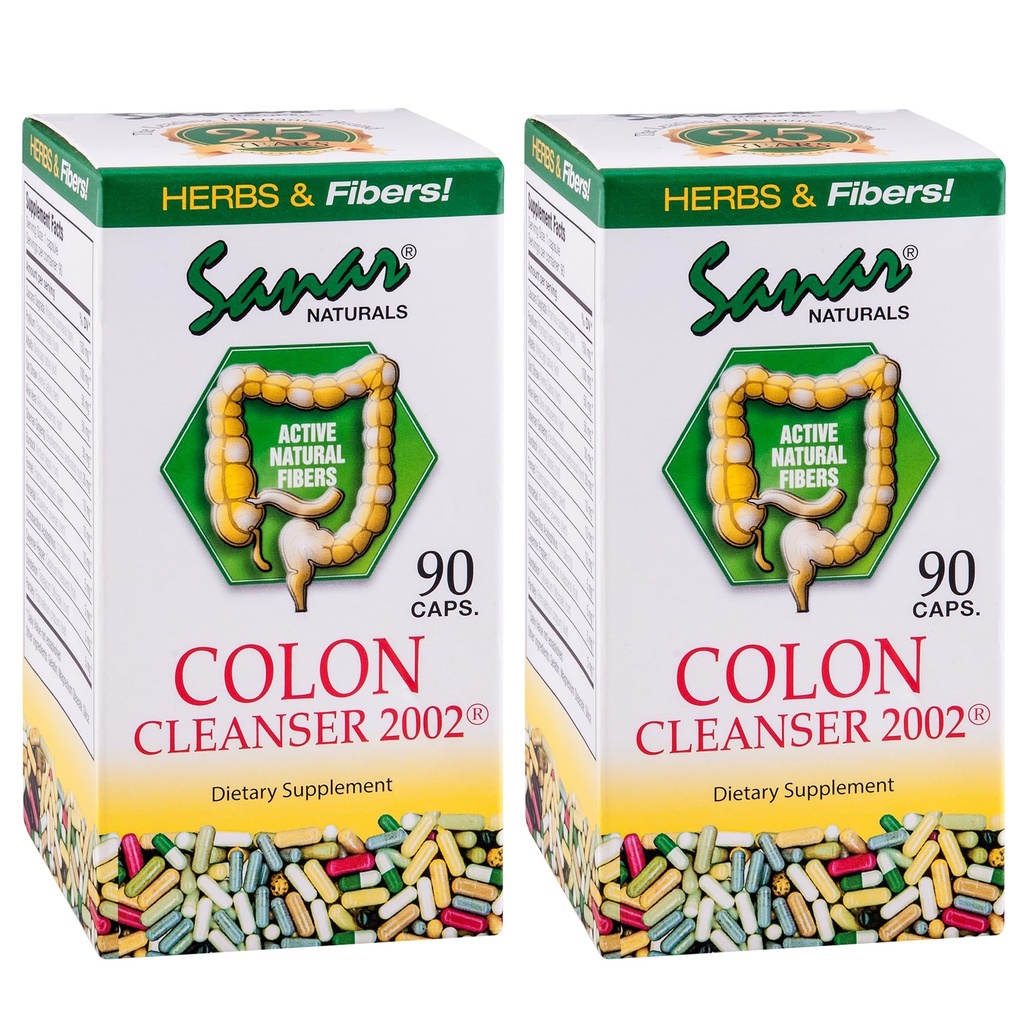 Sanar Naturals Colon Cleanser, 90 Capsules (2 Pack) - 饮食纤维、草药和良药混合剂,消化支持,Colon Cleanse 补充女性和男性