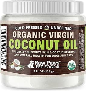 Raw Paws Virgin Coconut Oil for Dogs & Cats, 4-oz - 支持Imune系统,文摘,口腔健康,甲状腺 - 所有天然过敏的Dogs - 毛球救济