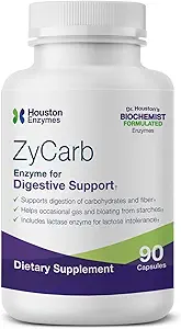 Houston Enzymes ZyCarb – 120 Capsules – 专业设计支持 Starches, Carbohydrates 和 Sugars 的文摘 – 用乳糖耐受酶增强
