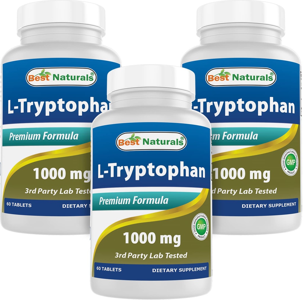 最佳自然剂 L-Tryptophan 1000 mg 60 片(60 count (pack of 3))