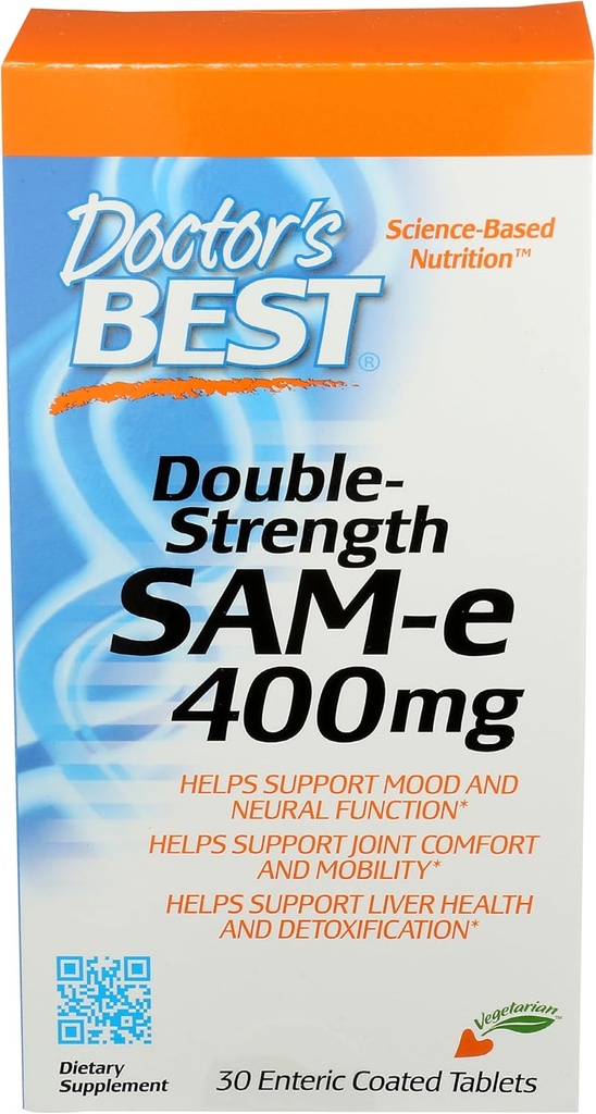 医生最佳SAM-e 400 mg, 蔬菜, Gluten Free, Soy Free, Mood 和联合支持, 30 肠内粘合片