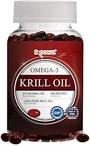 Spoonful Mini Krill Oil,375mg 130 services, 方便吞咽兆头和老人的迷你卡普尔特,Omega-3 DHA EPA Astaxanthin和基本磷脂,美国制造