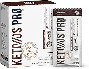 Pruvit Keto//OS Pro 暗巧克力+MCT Ketones - Keto//OS Pro 能源促进、更好的消化和帮助应对衰老过程的补编 - 20 包