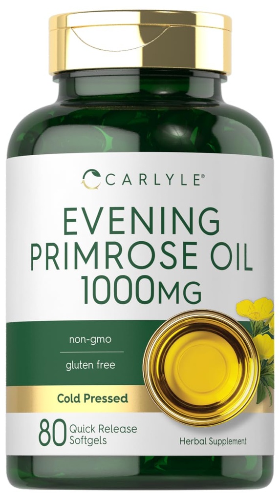 Carlyle Evening Primrose Oil Capsules 1000mg ####80 软胶####冷压补充####N-GMO & Gluten Free