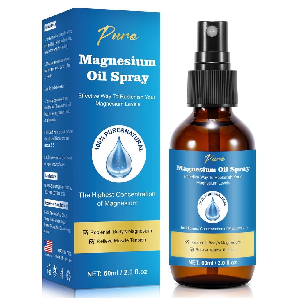纯镁油喷射、镁喷射、镁油换脚、镁玻璃瓶、2 fl oz/60ml、易吸收和使用